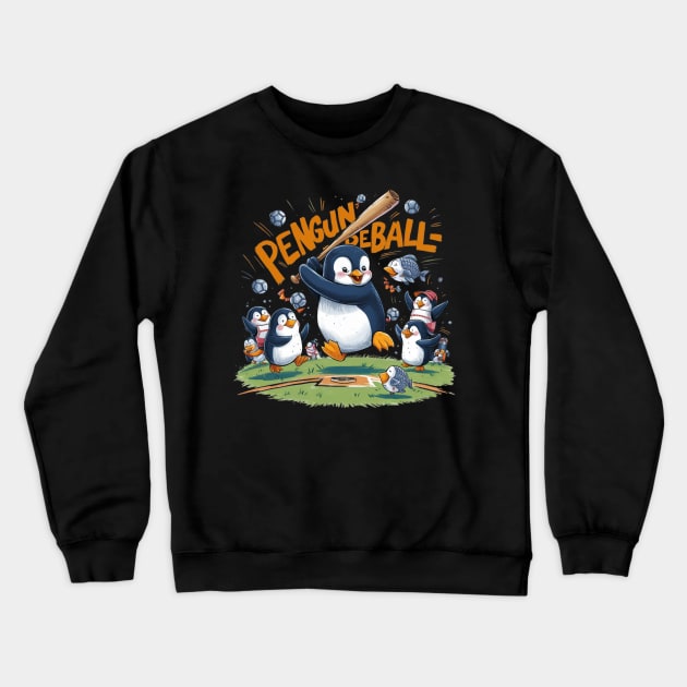 the world of penguin baseball Crewneck Sweatshirt by hsayn.bara